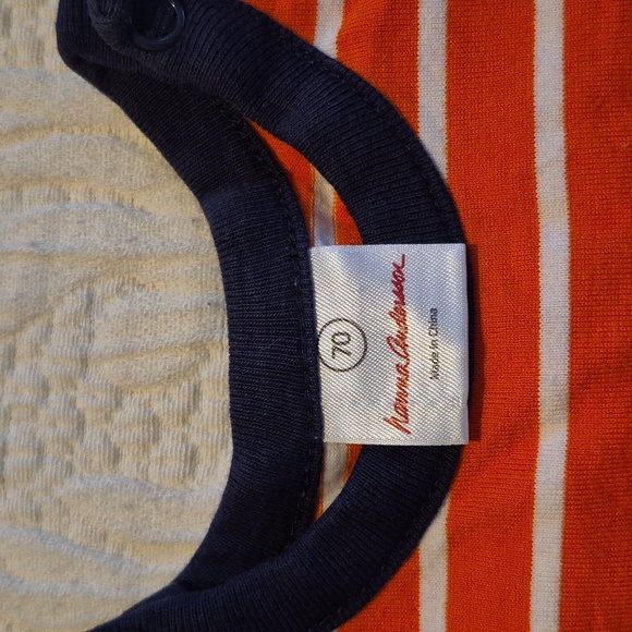 Hanna Andersson 70 6-12 months orange and white striped romper VGUC - Picture 3 of 7